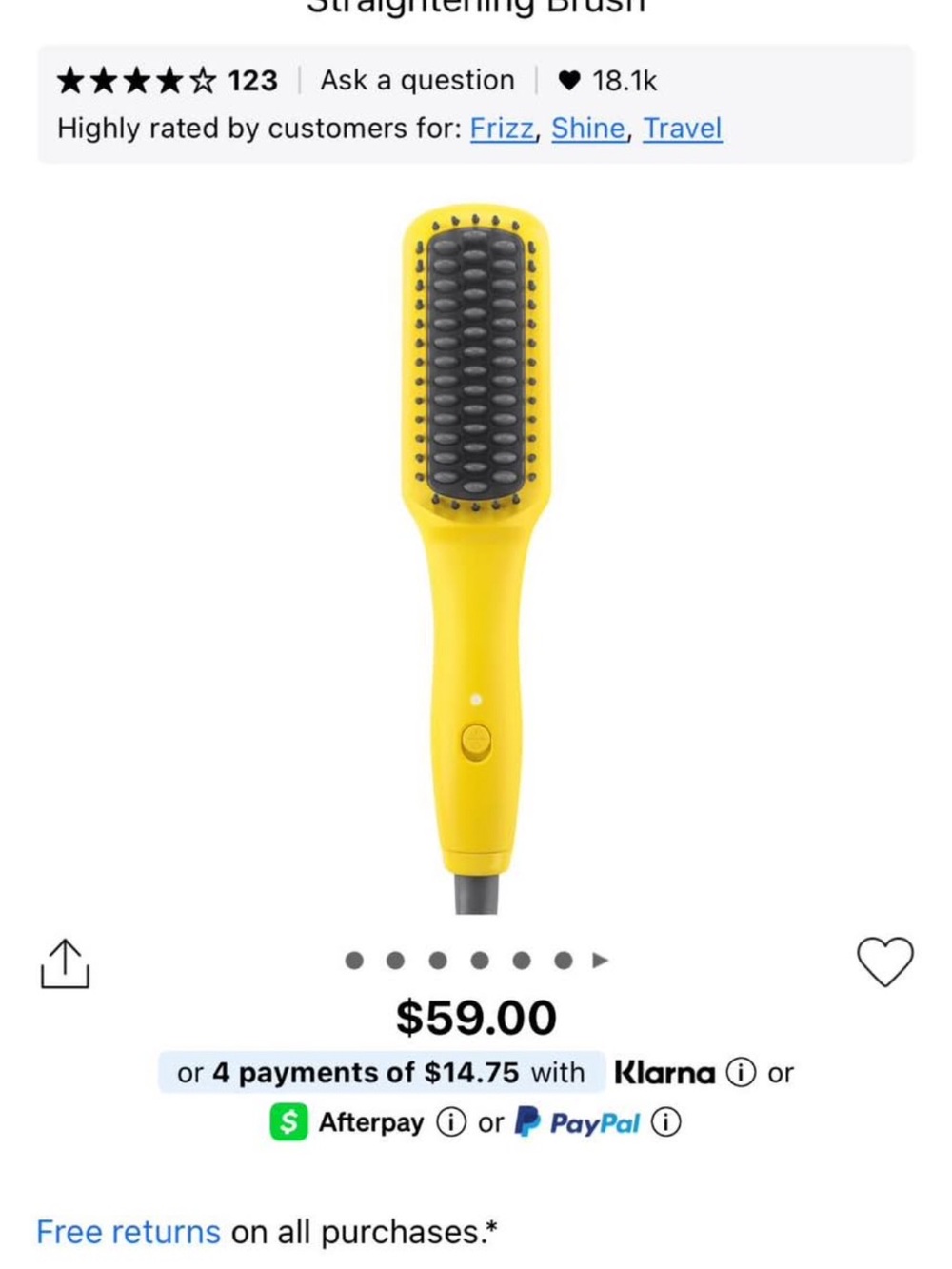 Drybar Yellow Electric Straightening Brush